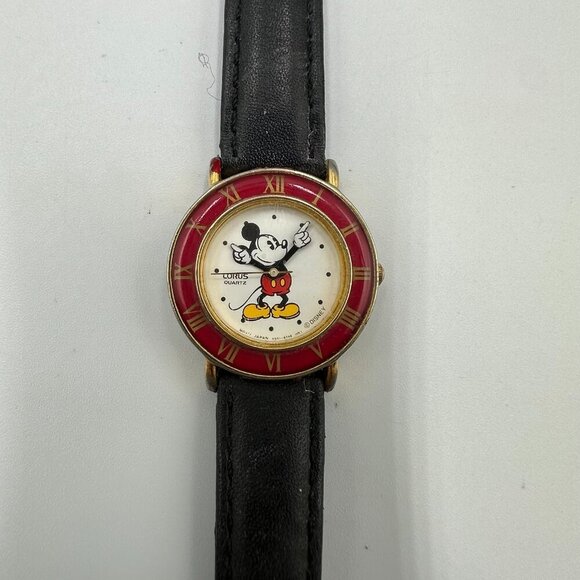 3/$30 Vintage Mickey Mouse Watch Women Gold Tone Roman Numeral Bezel - Picture 3 of 15
